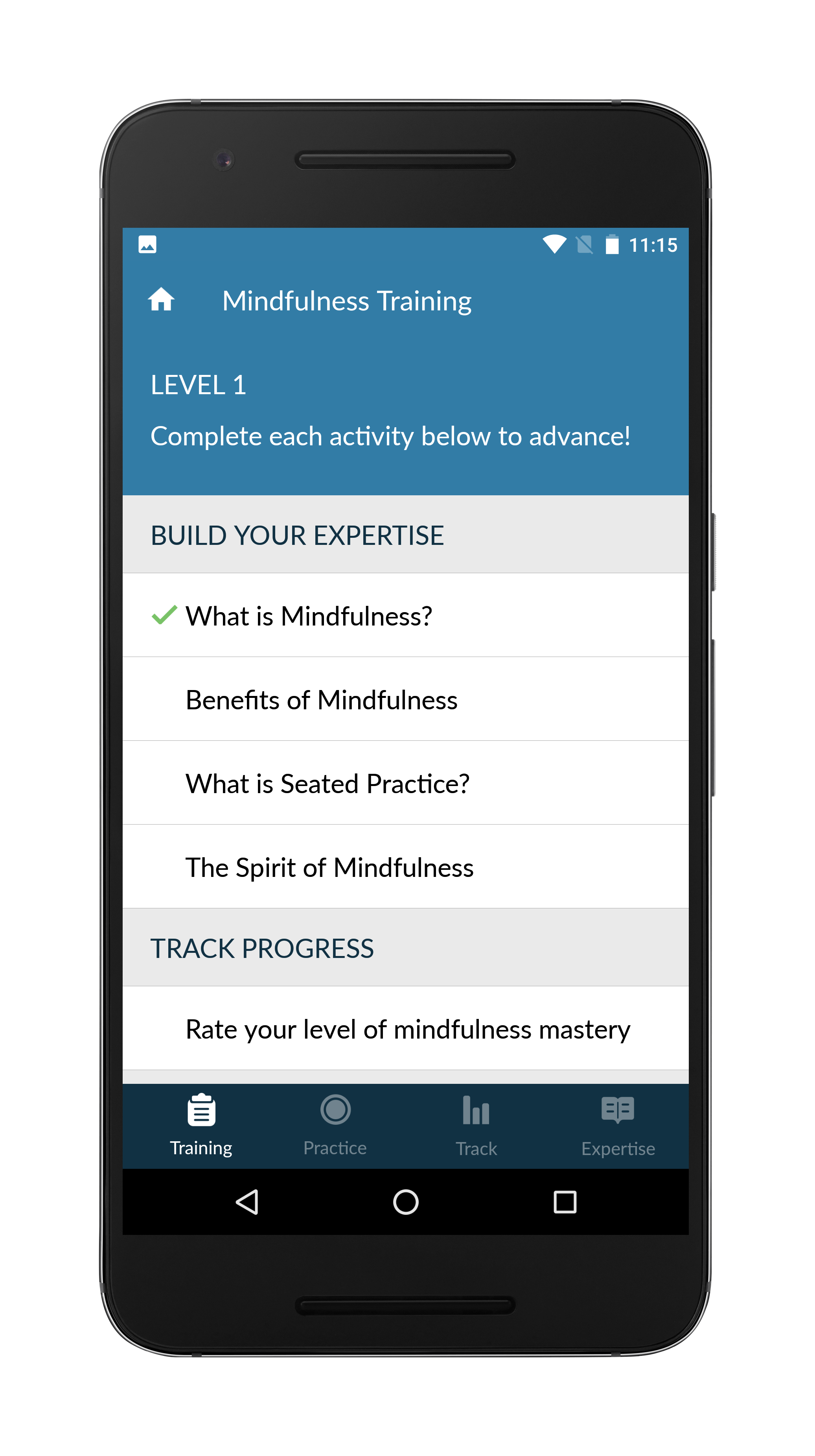 Mindfullness Coach training view